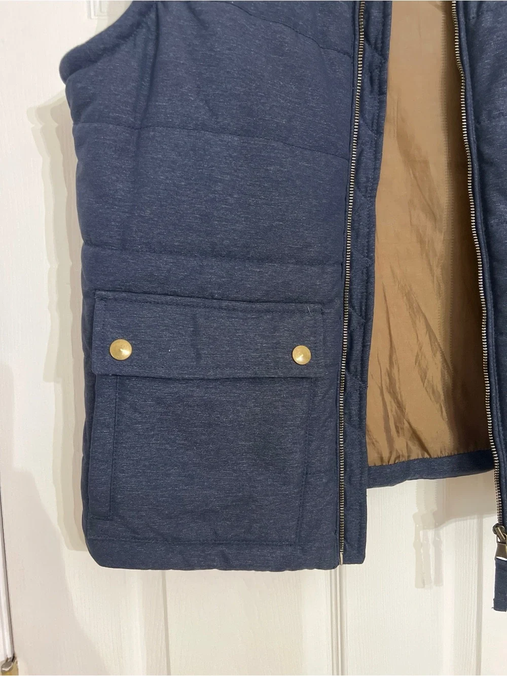 H&M Men's Quilted Puffer Vest Heather Blue Brown Lined Size US 44R (EU 54) Large